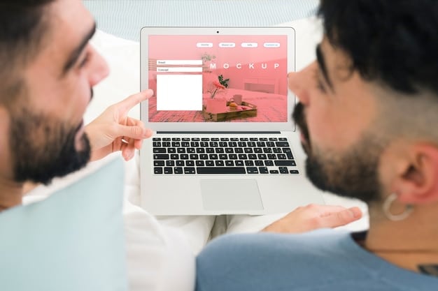 A laptop screen displaying fake reviews. The fake reviews are generic and overly positive, with stock photos used for the reviewer profiles. A person is pointing at the screen with a skeptical look.