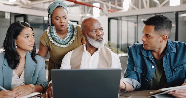A photograph of a group of people in Nigeria collaboratively working with , with laptops, phones, or other digital devices. The image should highlight collaboration, innovation, and the use of  in a practical, real-world setting within Nigeria.