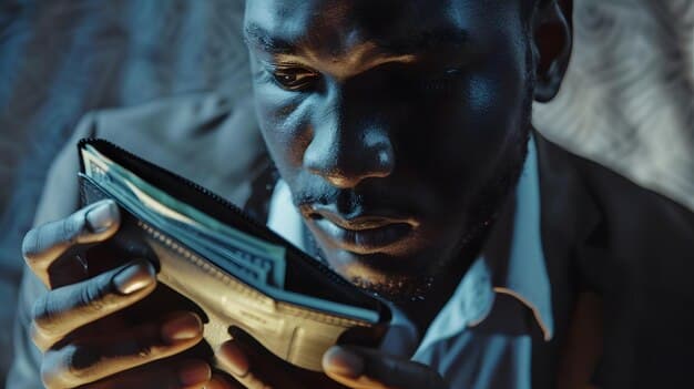 A close-up of a Nigerian millennial using a smartphone to trade cryptocurrency on an exchange app. The background is blurred, but shows a modern, urban environment, emphasizing the accessibility and convenience of mobile crypto trading in Nigeria.