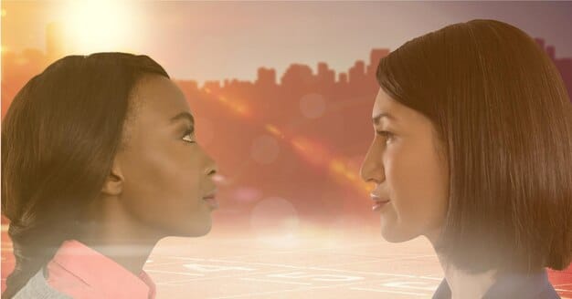 A side-by-side image comparing a scene from an international series dubbed in English with the same scene dubbed in a major Nigerian language, showcasing the visual and auditory differences.