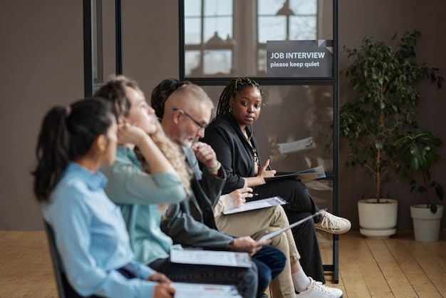 A diverse judging panel in a meeting room, reviewing the submissions for the International Series Awards. The panel members are shown discussing and comparing notes, with laptops and tablets displaying scenes from various international TV series. The atmosphere is professional and attentive, emphasizing the rigorous evaluation process.