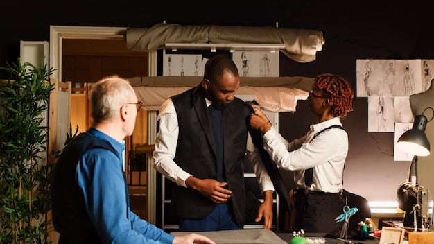 A group of Nigerian movie directors and producers discussing plans and strategies for the coming year. The group is made up of men and women, all dressed in stylish clothes, and the background is the interior of an upscale studio.